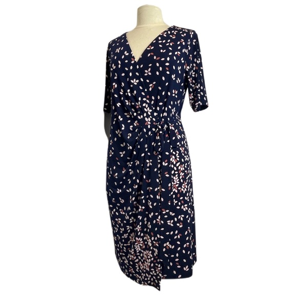 MOTHERHOOD Maternity Wrap Dress with Petal Patterns of Pink & Dark PeachㅣSz L - Picture 3 of 14